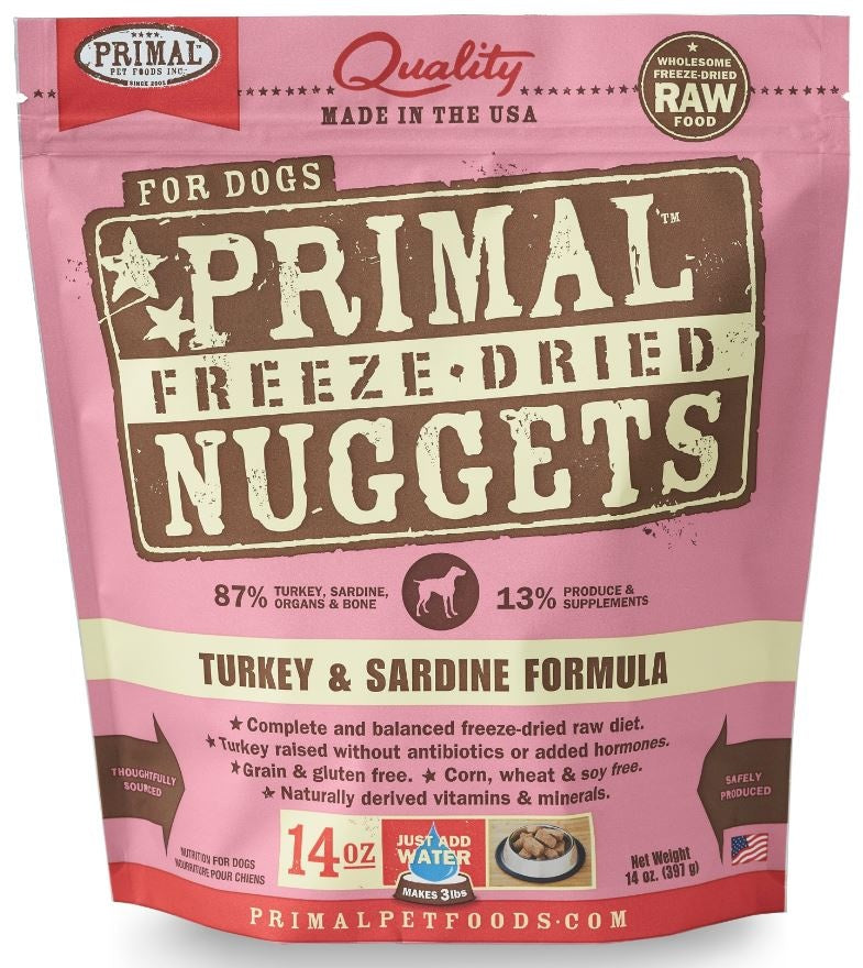 Primal Freeze Dried Nuggets Grain Free Turkey and Sardine Formula Dog Food