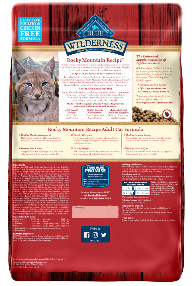 Blue Buffalo Wilderness Rocky Mountain Recipe Adult Red Meat Dry Cat Food