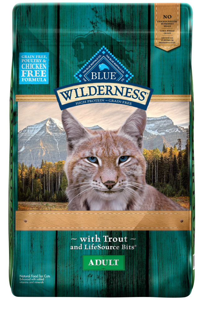 Blue Buffalo Wilderness Rocky Mountain Grain Free Trout High Protein Recipe Adult Dry Cat Food