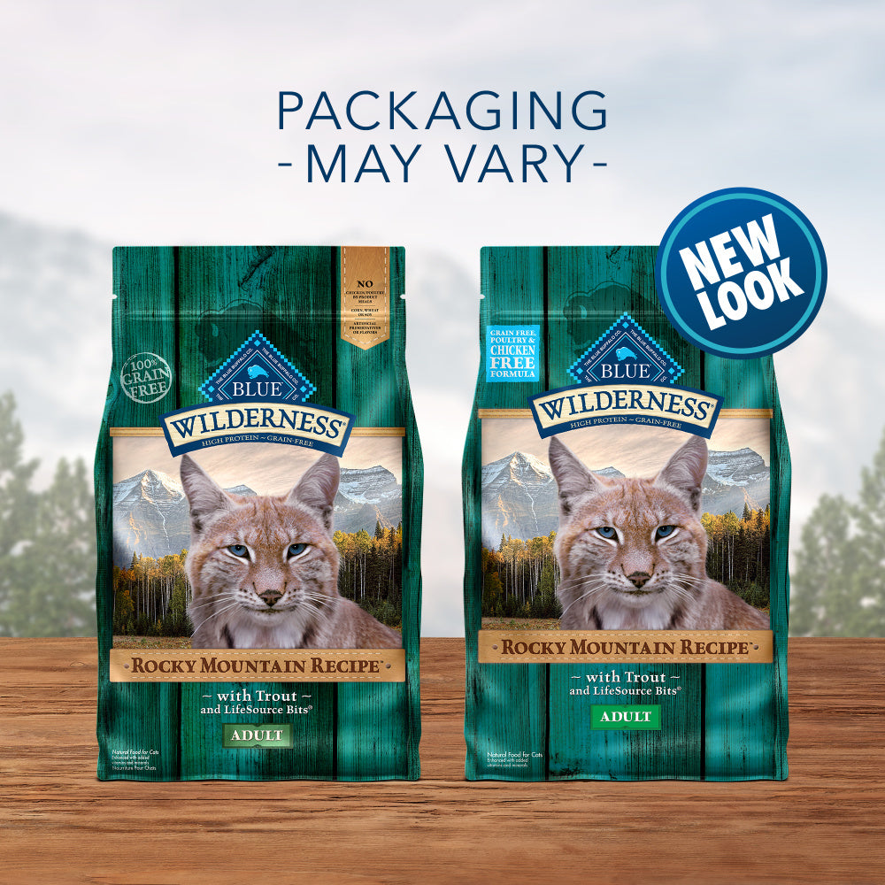 Blue Buffalo Wilderness Rocky Mountain Grain Free Trout High Protein Recipe Adult Dry Cat Food
