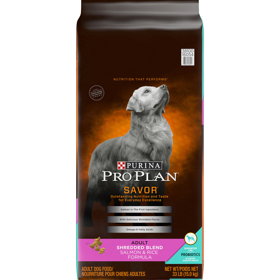 Purina Pro Plan Savor Adult Shredded Blend Salmon & Rice Formula Dry Dog Food