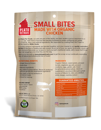 Plato Small Bites Organic Chicken Dog Treats