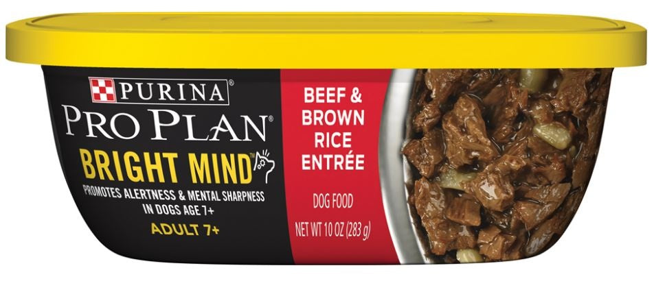 Purina Pro Plan Bright Mind Adult 7+ Beef and Brown Rice Entree Dog Food Tray