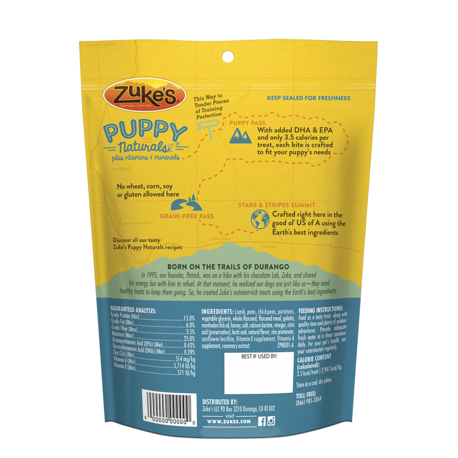 Zukes Puppy Naturals Grain Free Lamb and Chickpea Dog Treats