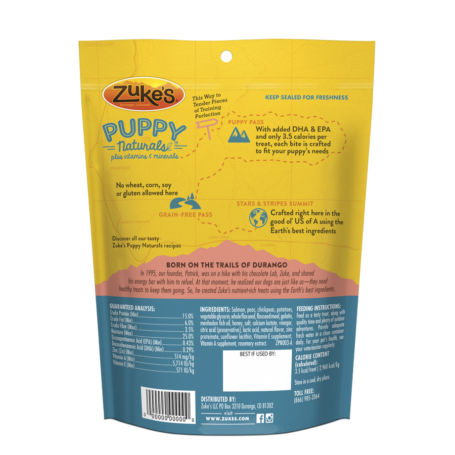 Zukes Puppy Naturals Grain Free Salmon and Chickpea Dog Treats