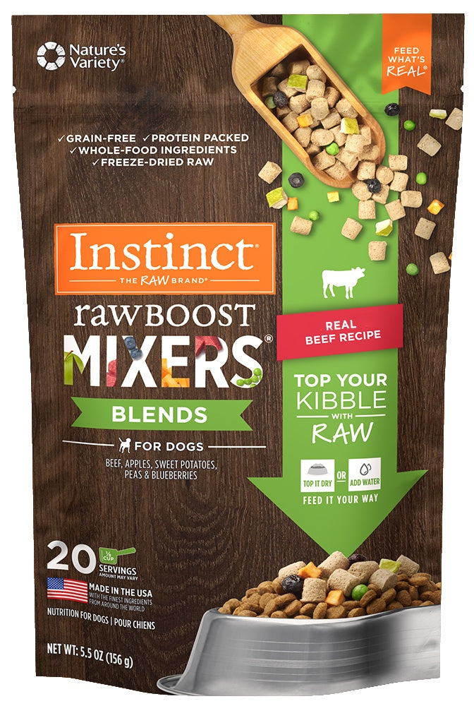 Nature's Variety Instinct Grain Free Freeze Dried Raw Boost Mixers Blends Beef Recipe Dog Food Topper