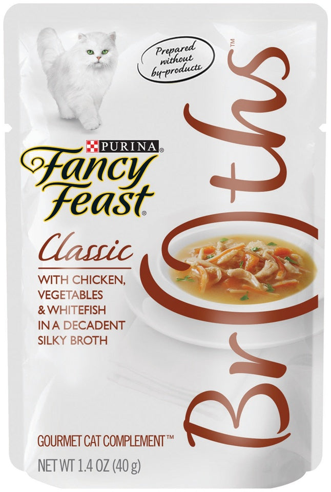 Fancy Feast Broths Classic Chicken, Vegetables & Whitefish Supplemental Cat Food Pouches