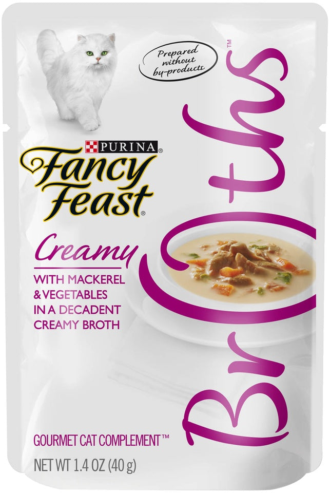 Purina Fancy Feast Creamy Broths with Mackerel & Vegetables Supplemental Cat Food Pouches