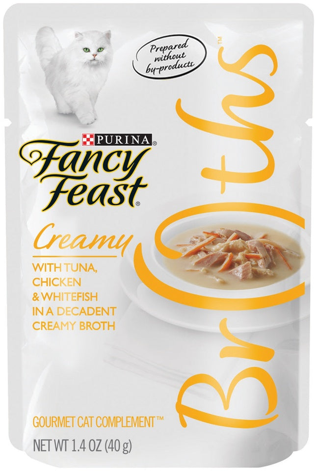 Purina Fancy Feast Creamy Broths With Tuna, Chicken & Whitefish Supplemental Cat Food Pouches