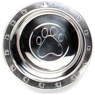Spot Dinner Time Stainless Steel Paw Print Embossed Dog Bowl