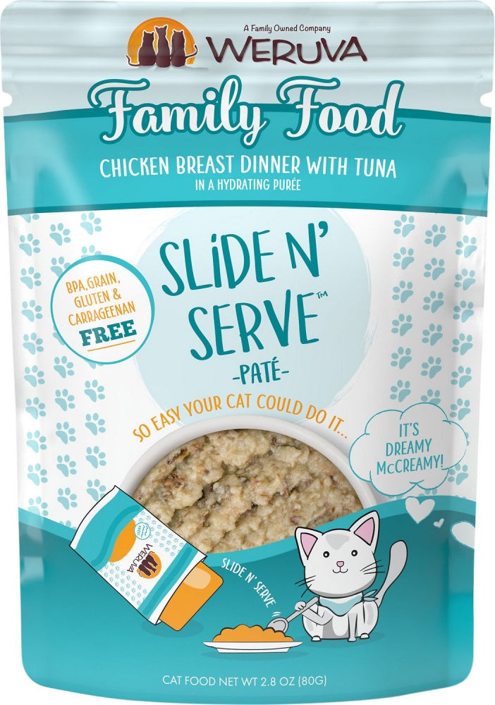 Weruva Slide N' Serve Grain Free Family Food Chicken Breast Dinner with Tuna Wet Cat Food Pouch