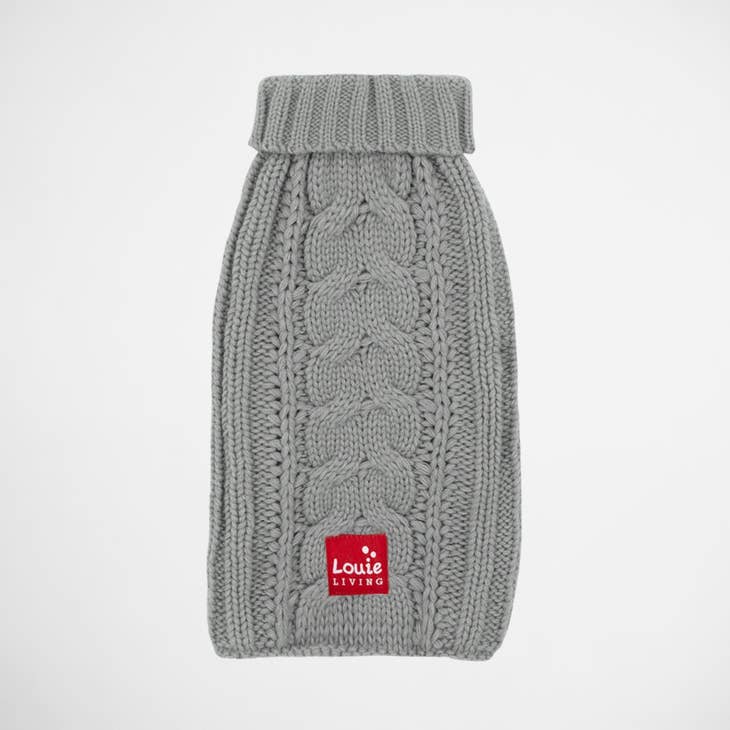 Louie Living Gray Cable Knit Sweater for Dogs