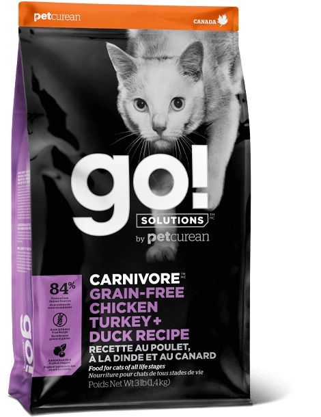 Petcurean GO! Solutions Carnivore Grain Free Chicken, Turkey, & Duck Recipe Dry Cat Food