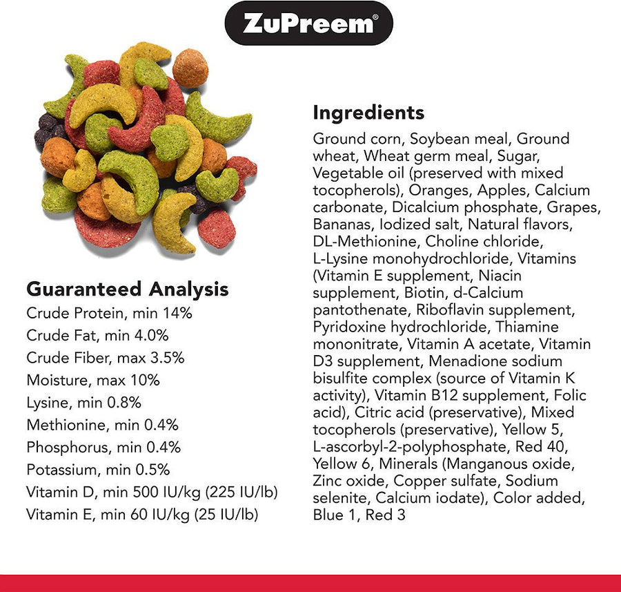 Zupreem FruitBlend Flavor Food with Natural Flavors for Large Birds