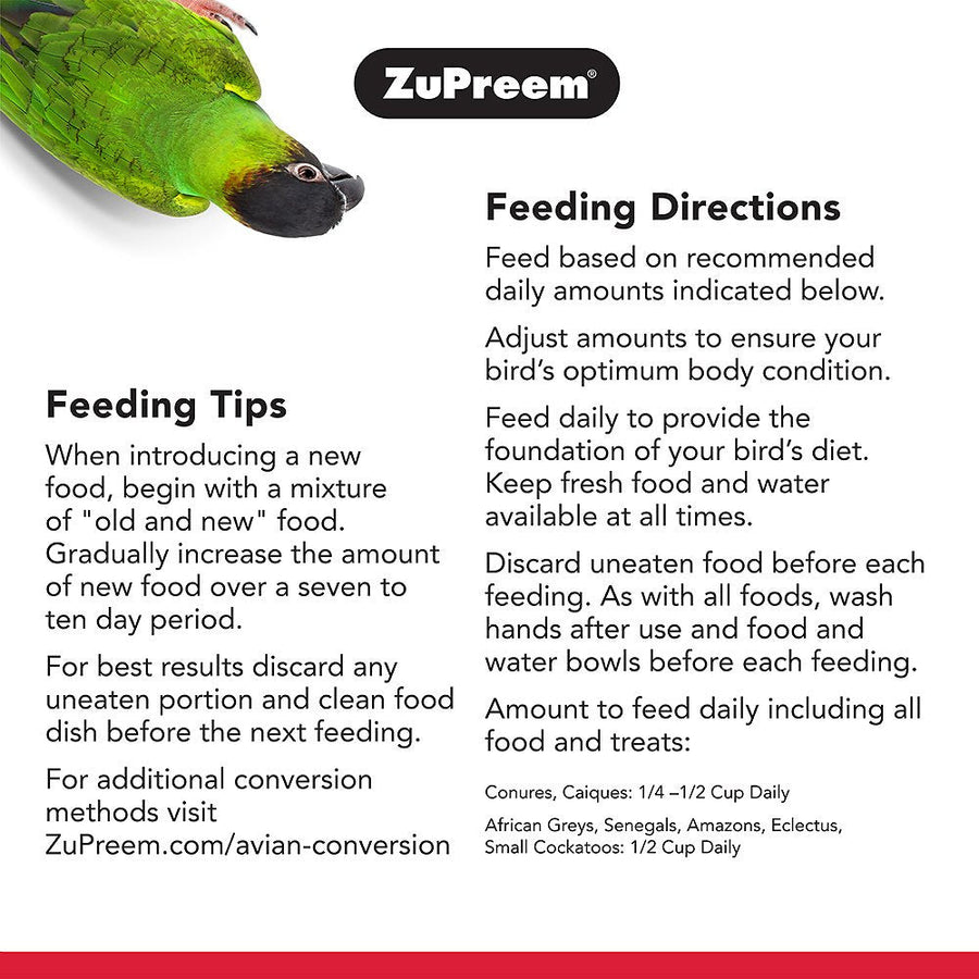 Zupreem FruitBlend Flavor Food with Natural Flavors for Parrots and Conures