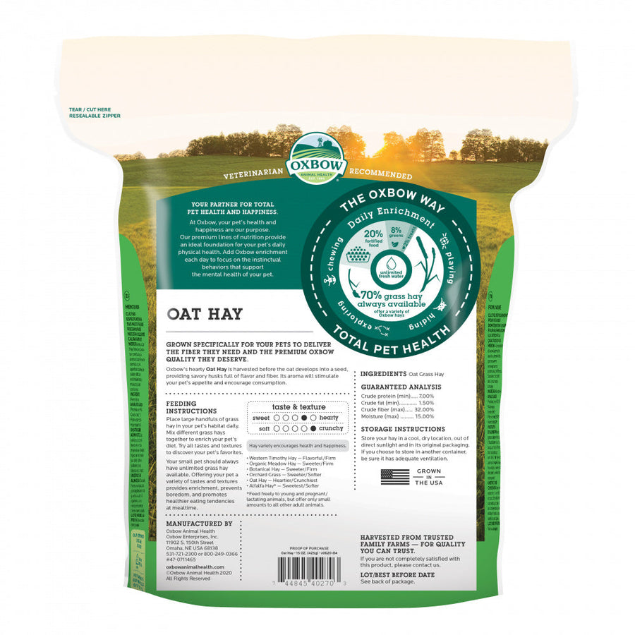 Oxbow Animal Health Oat Hay All Natural Hay for Rabbits Guinea Pigs Chinchillas Hamsters & Gerbils