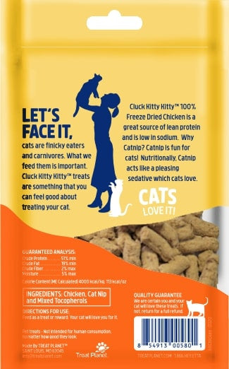 Treat Planet Cluck Kitty Kitty 100% Freeze Dried Chicken with Catnip Coating Cat Treats