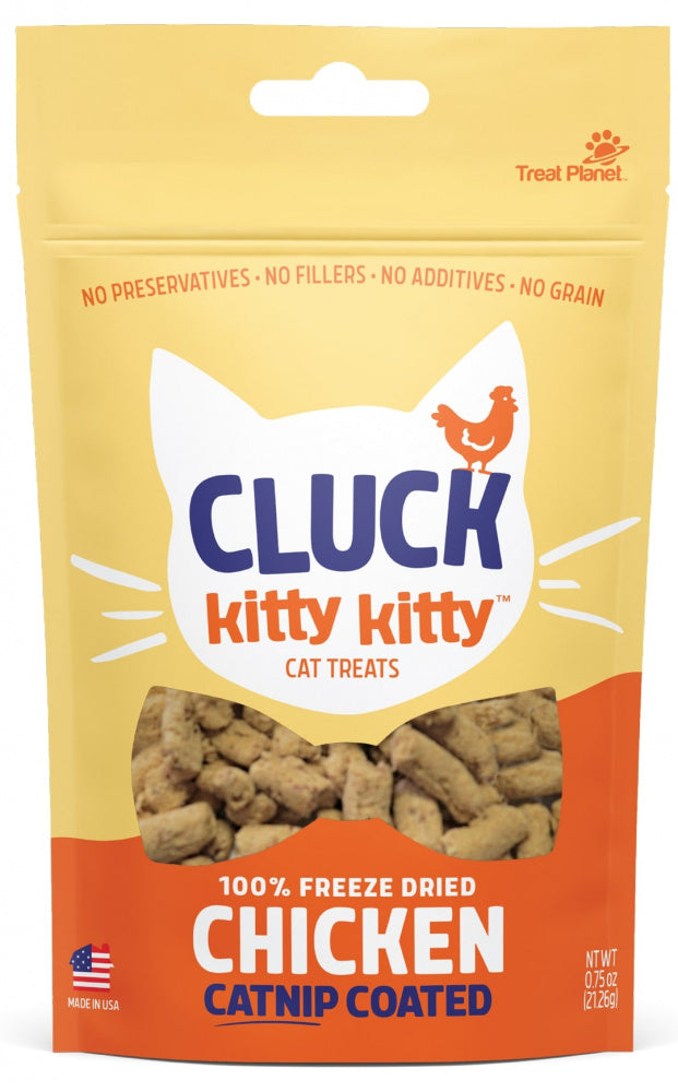 Treat Planet Cluck Kitty Kitty 100% Freeze Dried Chicken with Catnip Coating Cat Treats