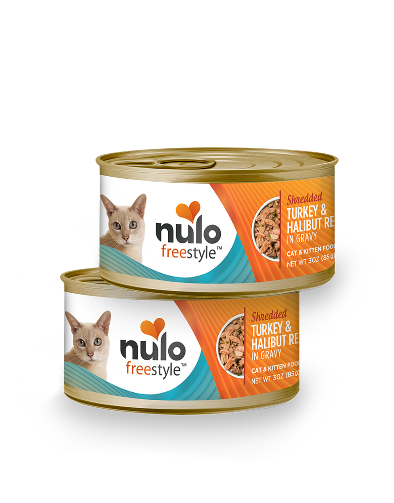 Nulo Freestyle Grain-Free Shredded Turkey & Halibut in Gravy Canned Cat Food