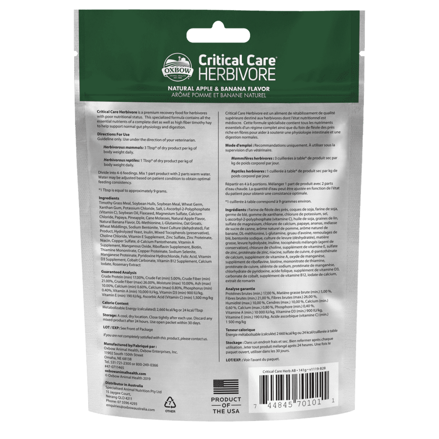 Oxbow Critical Care Herbivore Apple-Bananna