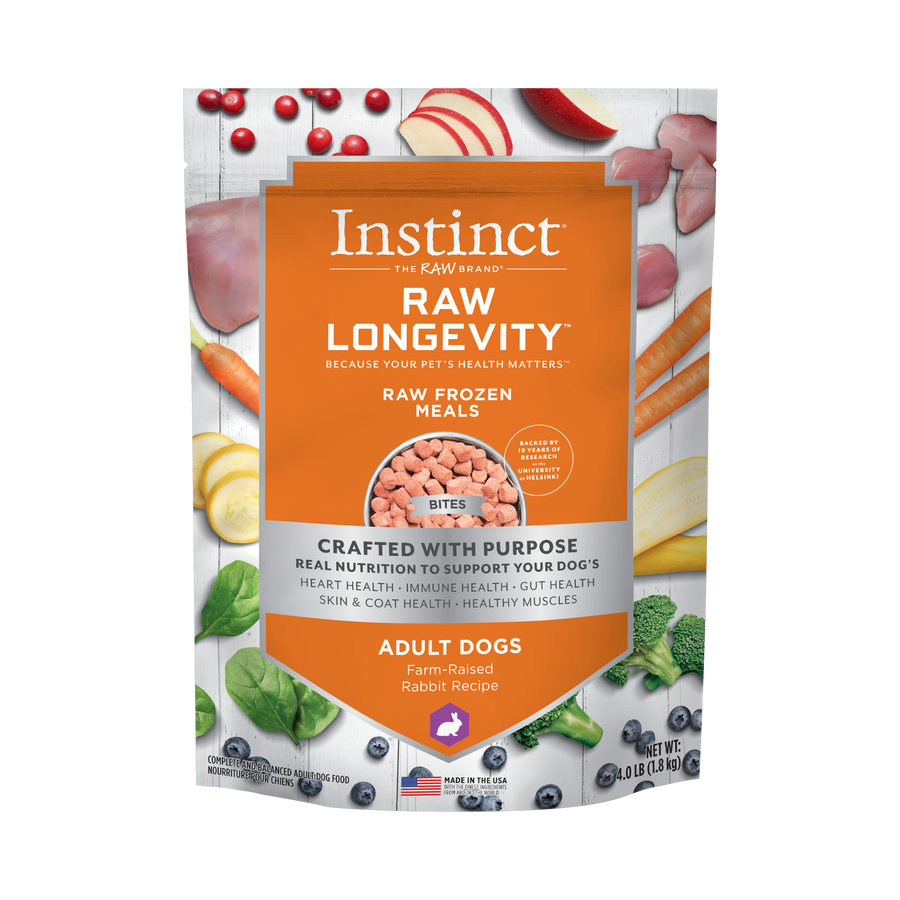 Instinct Longevity Frozen Bites Farm-Raised Rabbit Recipe For Adult Cats