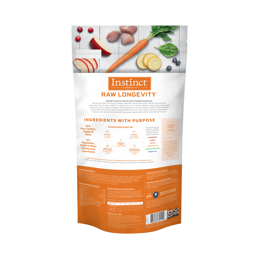 Instinct Longevity Frozen Patties Cage-Free Chicken Recipe For Adult Dogs