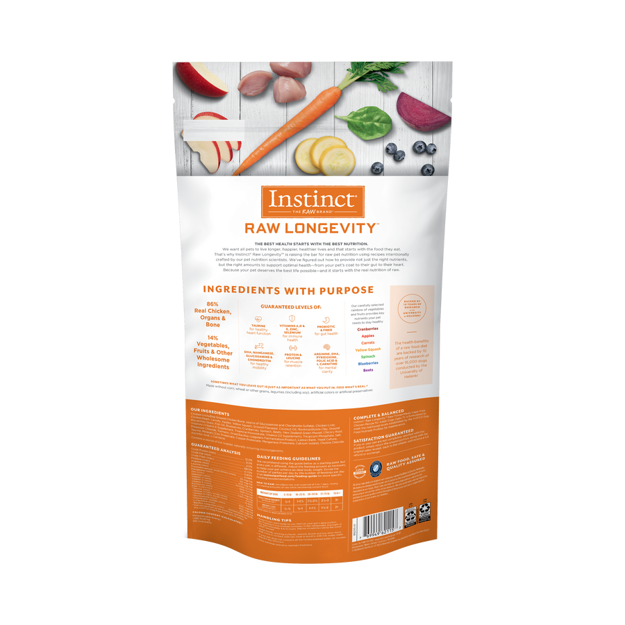 Instinct Longevity Frozen Patties Cage-Free Chicken Recipe For 7+ Adult Dogs