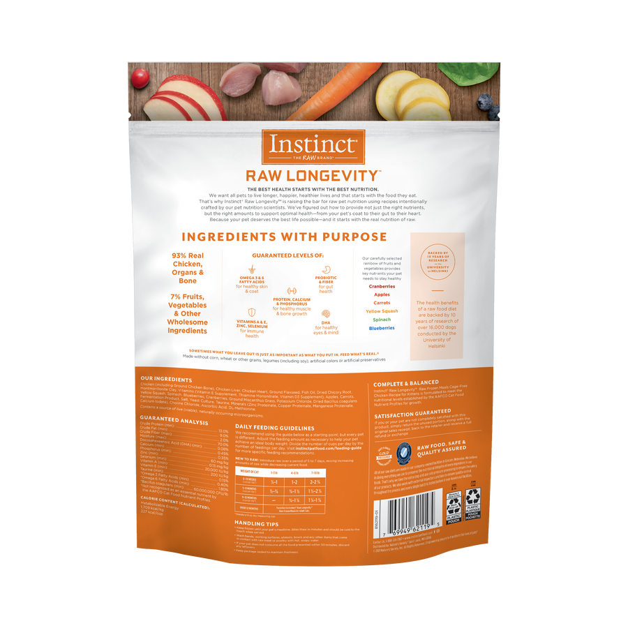 Instinct Longevity Frozen Bites Cage-Free Chicken Recipe For Kittens