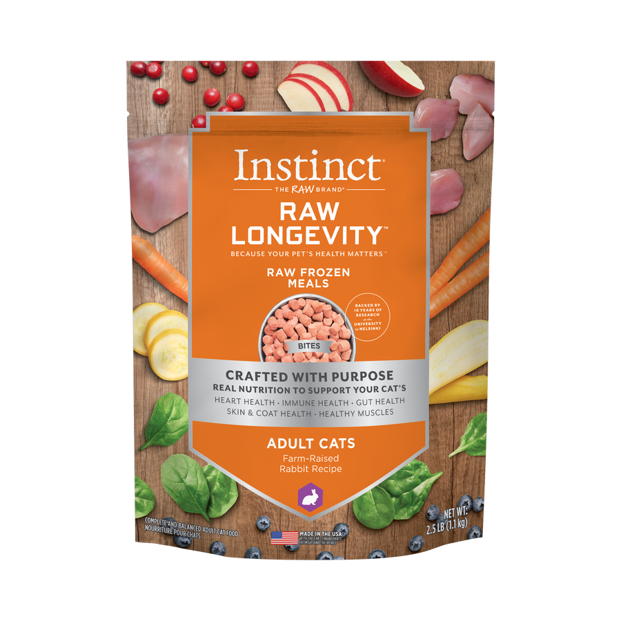 Instinct Longevity Frozen Bites Farm-Raised Rabbit Recipe For Adult Cats