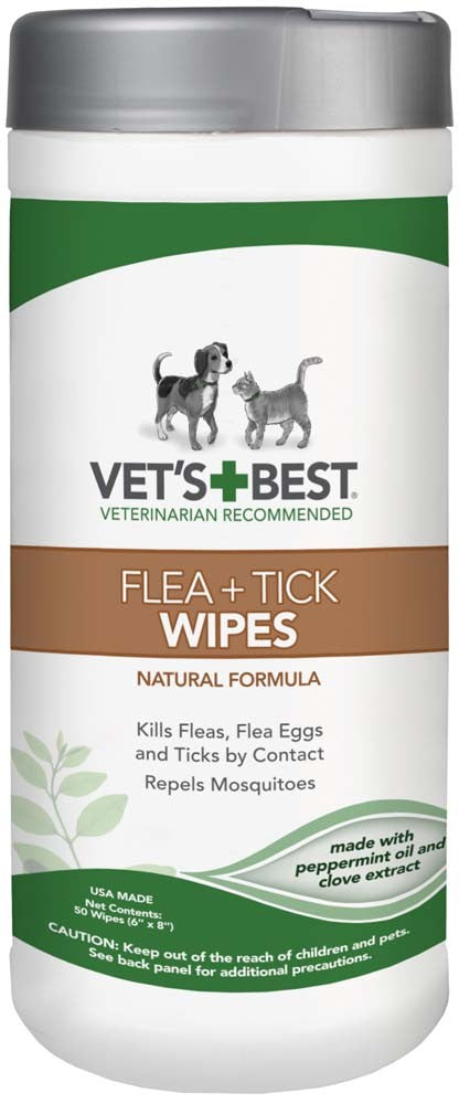 Vet's Best Flea & Tick Wipes for Dogs and Cats 50ct