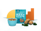 A Pup Above Texas Beef Stew Gently Cooked Frozen Dog Food 3lb Pouch and Bowl