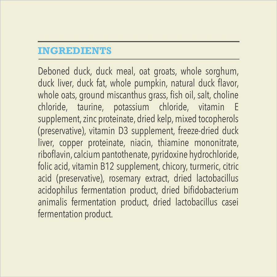 Acana Wholesome Grains Duck and Pumpkin Recipe Dry Dog Food, Ingredients