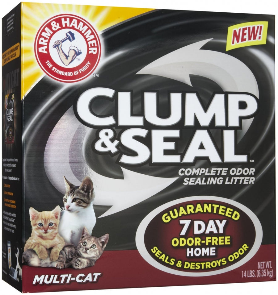 Arm & Hammer Multi-Cat Clump and Seal Complete Odor Sealing Cat Litter 14lbs, Front Box