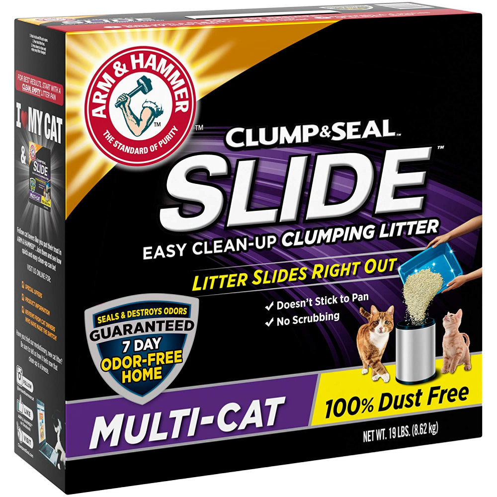 Arm & Hammer Slide Multi-Cat Easy Clean-Up Cat Litter 19lbs, Front Side Box