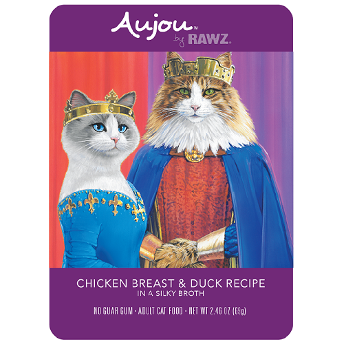 Aujou Chicken Breast & Duck Recipe Cat Food front of pouch.