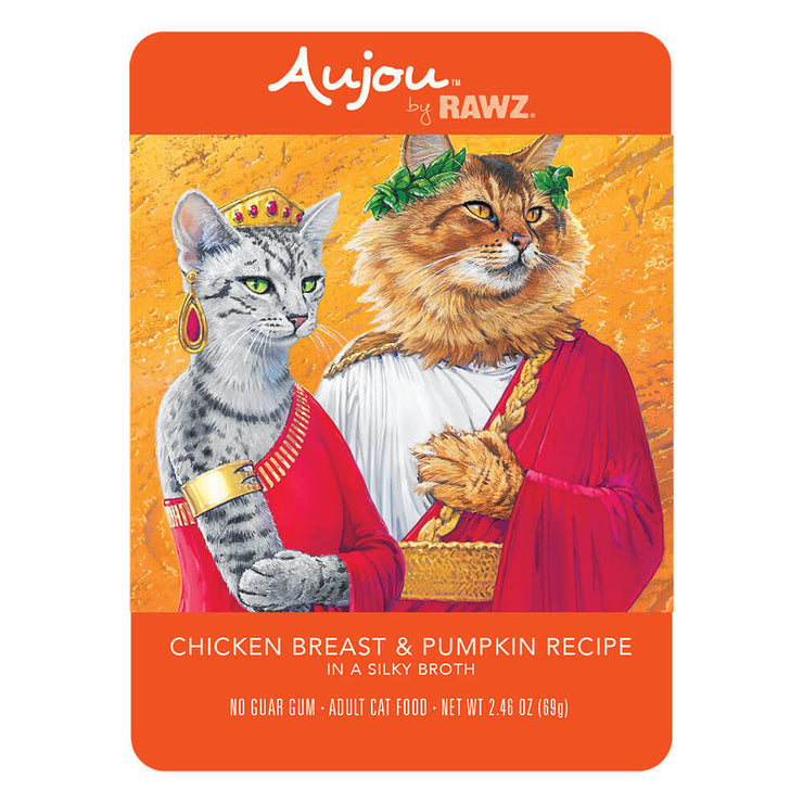 Aujou Chicken Breast & Pumpkin Recipe Cat Food front of pouch.