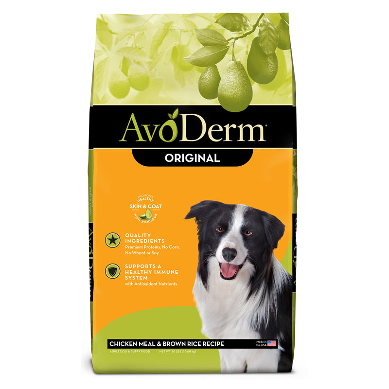 Avoderm Natural Chicken Meal and Brown Rice Formula Adult Dry Dog Food Front Packaging
