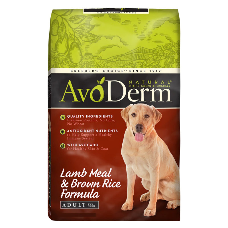 Avoderm Natural Lamb Meal and Brown Rice Formula Adult Dry Dog Food Front Packaging