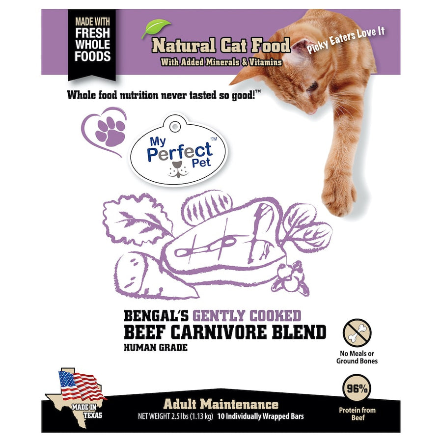 My Perfect Pet Carnivore Bengal's Gently Cooked Beef Blend Frozen Cat Food Bars