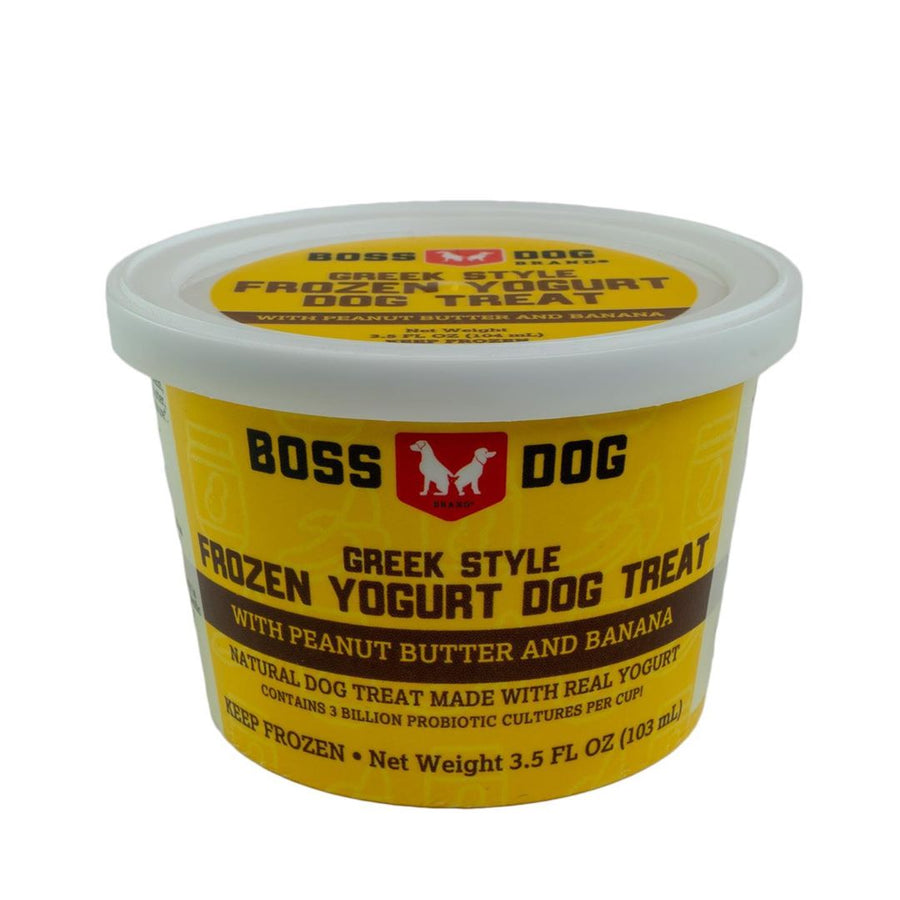 Boss Dog Greek Style Frozen Yogurt Peanut Butter & Banana Dog Treat 3.5floz, Front Packaging