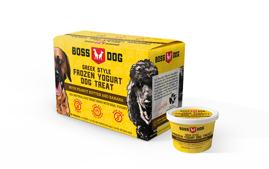 Boss Dog Greek Style Frozen Yogurt Peanut Butter & Banana Dog Treat, 4-cup Box