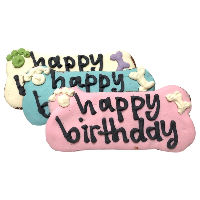 Bubba Rose Biscuit Company Happy Birthday Biscuits Assorted in White, Blue and Pink