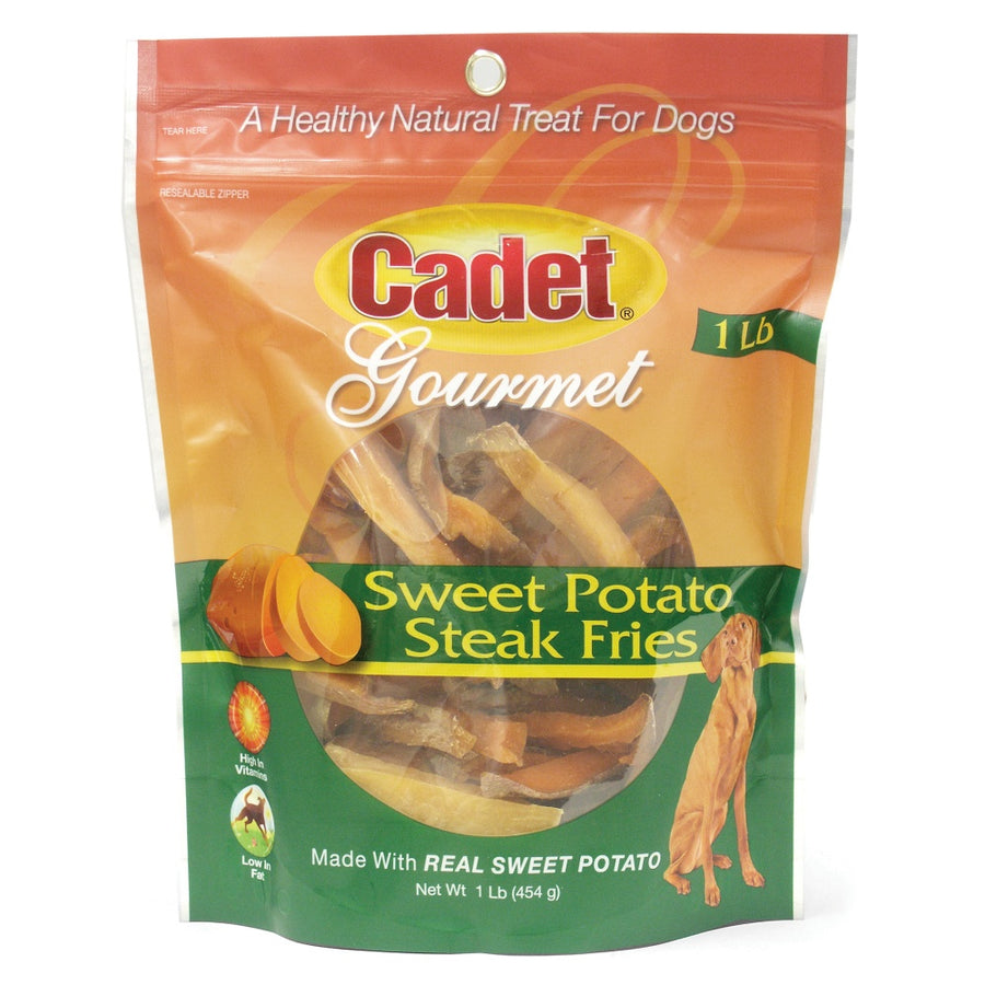 Cadet Gourmet Sweet Potato Steak Fries Dog Treats 1lb, Front Pouch
