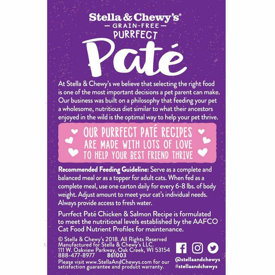 Stella & Chewy's Grain Free Purrfect Pate Chicken & Salmon Carton Wet Cat Food