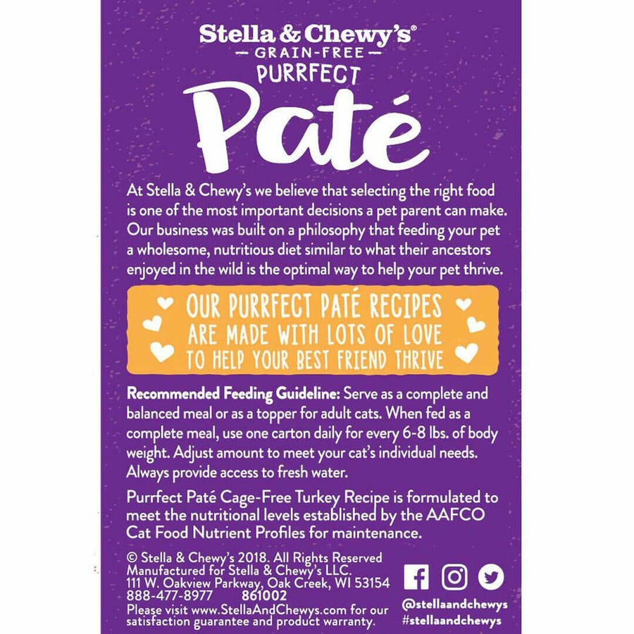 Stella & Chewy's Grain Free Purrfect Pate Turkey Carton Wet Cat Food