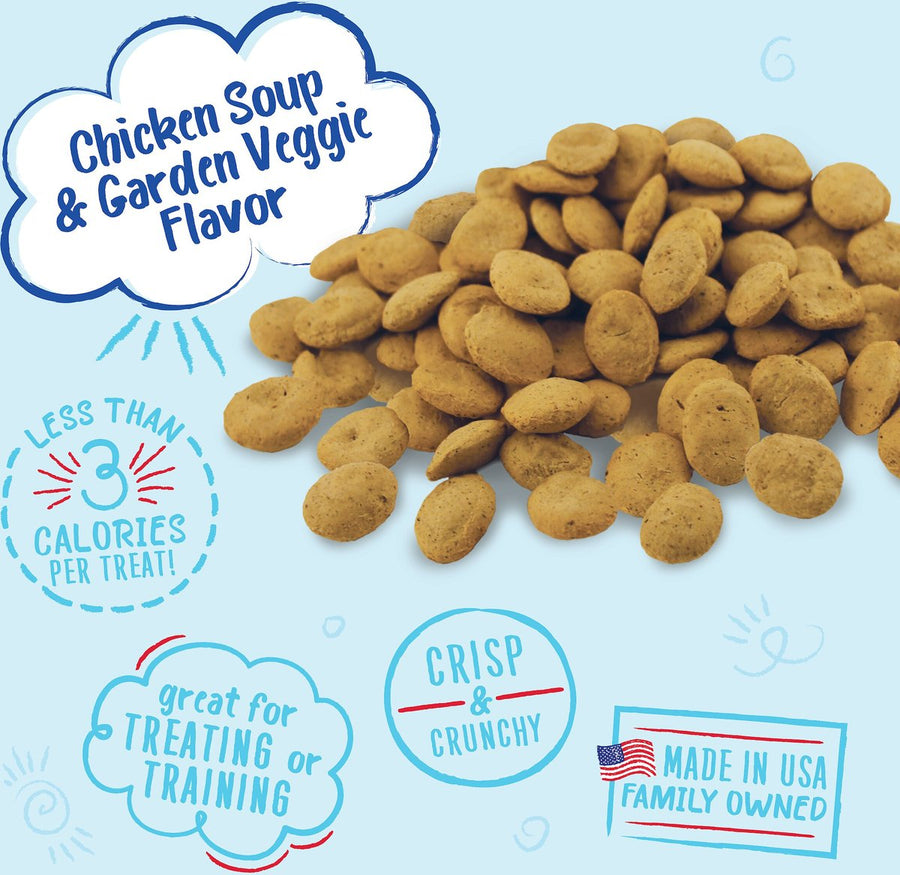 Charlee Bear Natural Treats for Dogs, Chicken Soup and Garden Veggie Flavor, made in USA, less than 3 calories, crisp & crunchy and great for treating and training