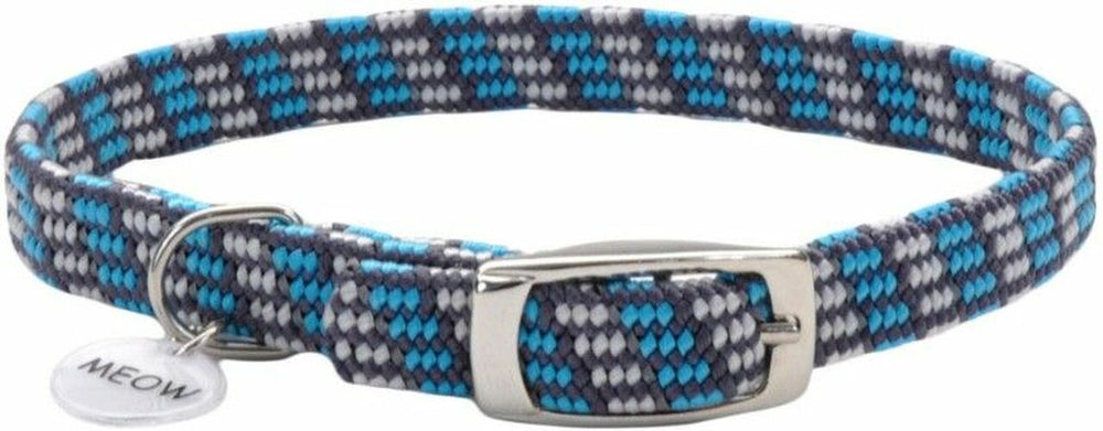 Coastal ElastaCat Stretch Two-Tone Reflective Cat Collar, Grey and Blue Close Up showing details