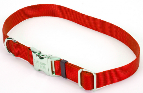 Coastal Pet Products Titan Metal Buckle Adjustable Nylon Large Dog Collar, Red