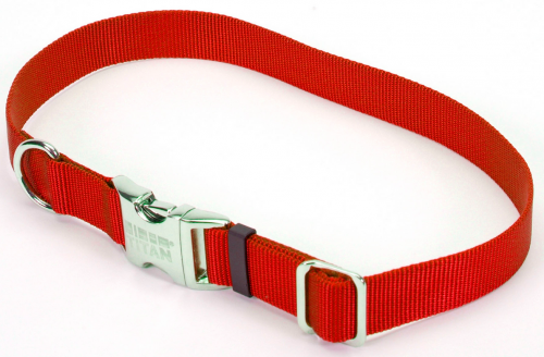Coastal Pet Products Titan Metal Buckle Adjustable Nylon Medium Dog Collar, Red