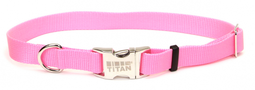 Coastal Pet Products Titan Metal Buckle Adjustable Nylon Small and Medium Dog Collar, Pink